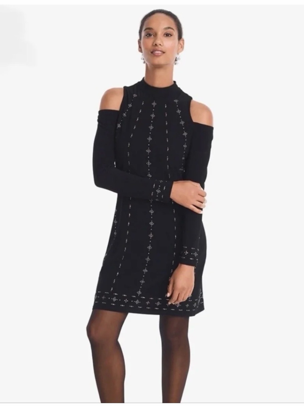 ✨ White House Black Market Embellished Cold Shoulder Dress
